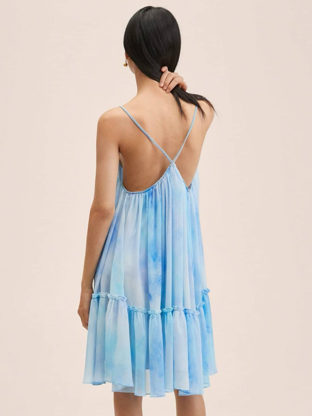 MNG MINI STRAPPY WATERCOLOR MINI DRESS